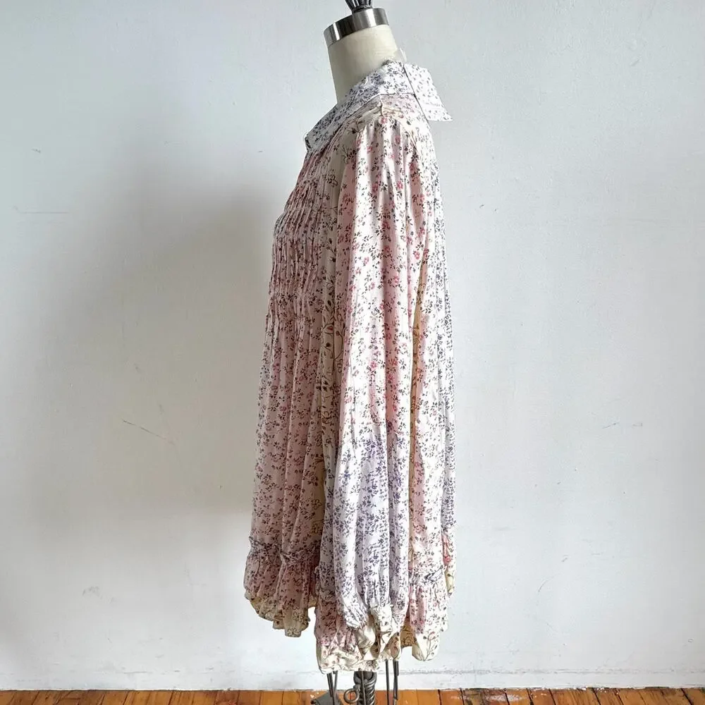 NWT FREE PEOPLE Lost In You Floral Print Ruffled Tunic